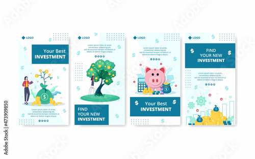 Business Investment Stories Template Flat Design Illustration Editable of Square Background Suitable for Social media, Greeting Card and Web Internet Ads