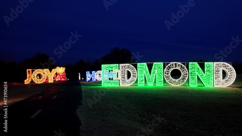 Night view of the beautiful Christmas decoration lights in Mitch Park photo