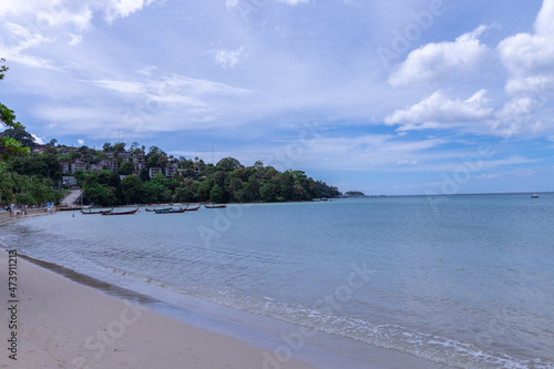 view of Patong and patong beach with the buildings and high-rise hotels and resorts in the background Kathu phuket Thailand 