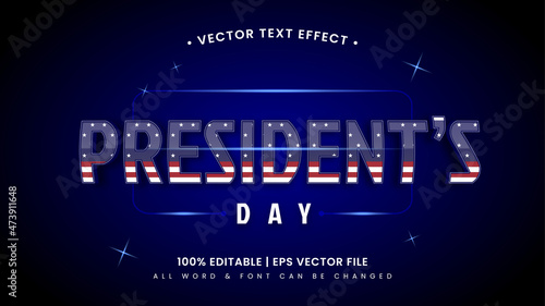 President's day 3d text style effect. Editable illustrator text style.