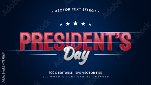 Photo President's day 3d text style effect