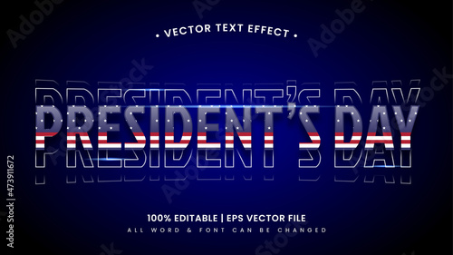 President's day 3d text style effect. Editable illustrator text style.