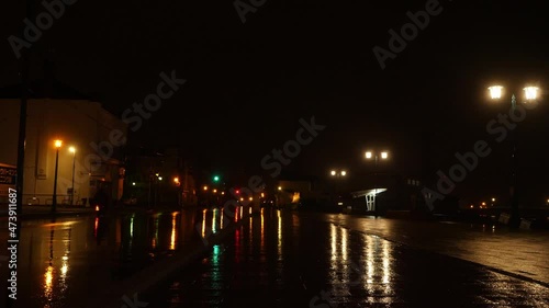 Night view of the retro cityscape.