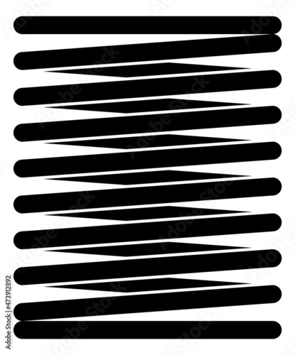 Cylindrical black coil. Spiral metal spring icon