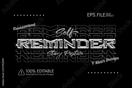 Self Reminder T-shirt design Stacked Line Style text effect editable