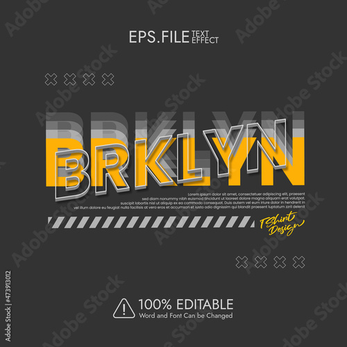 Brklyn T-shirt design Stacked Shadow Street Style text effect editable
