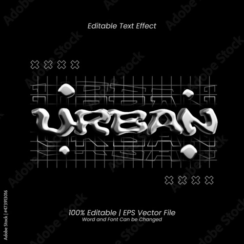 Urban streetwear printable T-shirt design 3d liquid style text effect editable