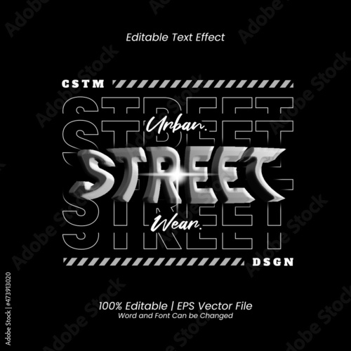 Urban Street Wear T-shirt design Stacked Line Style editable text effect