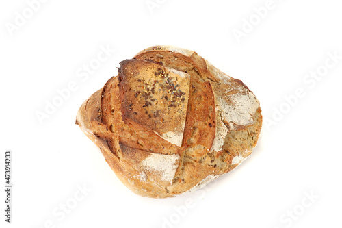 Cereal country bread on a white background 