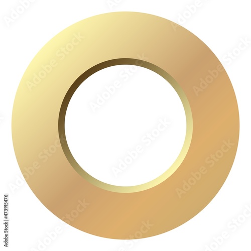 Flat metal washer. Realistic plain disk. Top view