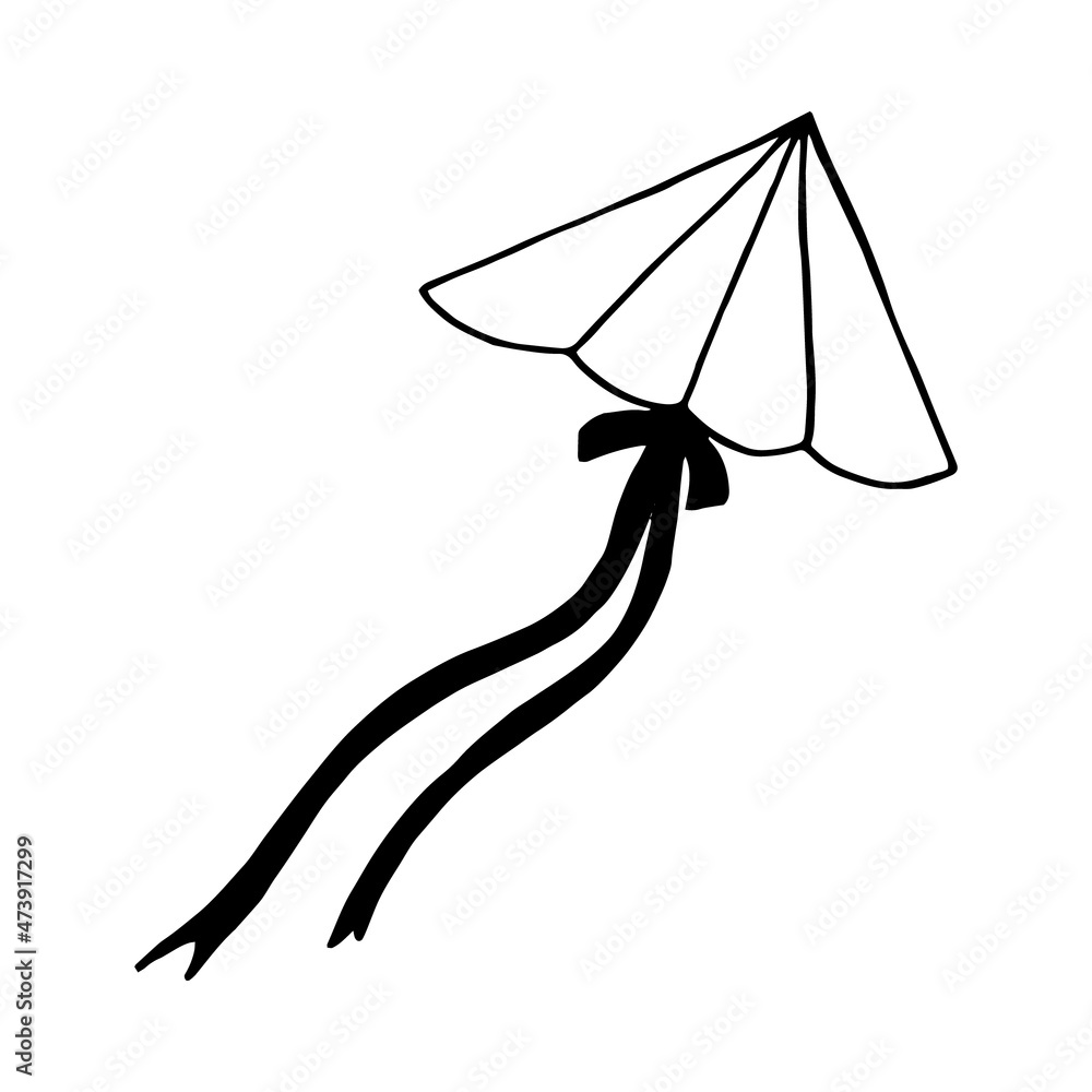 kite hand drawn doodle. vector, minimalism, scandinavian, monochrome, nordic. toy, wind, flying, ribbon, tail. sticker, icon. kite hand drawn doodle. vector, minimalism, scandinavian, monochrome, nordic. toy, wind, flying, ribbon, tail. sticker, icon.