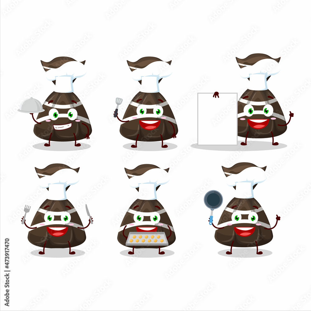 Fototapeta premium Cartoon character of chocolate candy wrappers with various chef emoticons