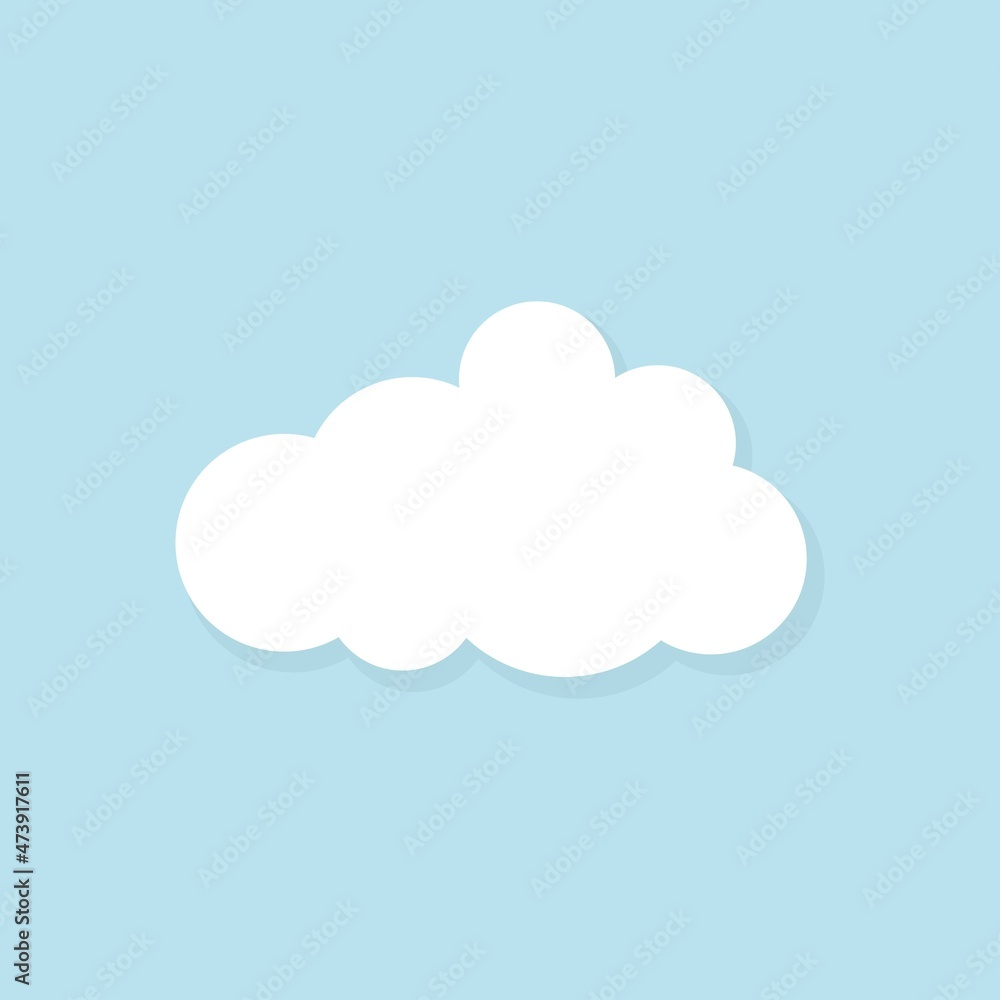 white cloud icon on blue sky. Overcast icon. Vector air flat illustration. white cloud icon on blue sky. Overcast icon. Vector air flat illustration.