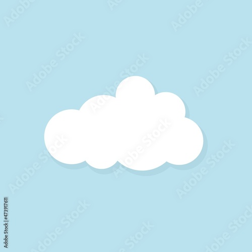white cloud icon on blue sky. Overcast icon. Vector air flat illustration.