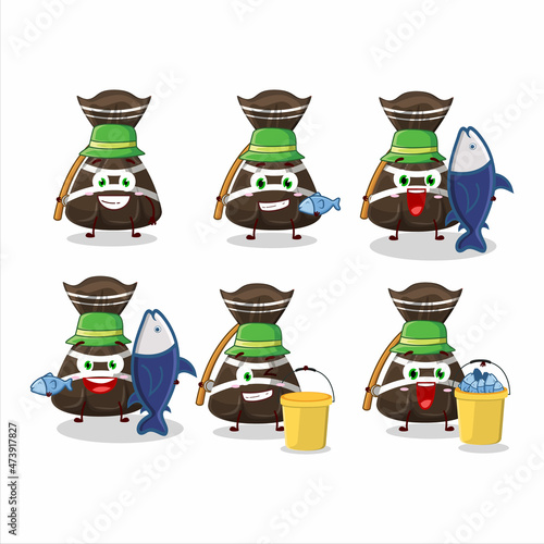 A fisherman chocolate candy wrappers cartoon picture catch a big fish