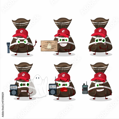 Ghost hunter cartoon chocolate candy wrappers character using camera