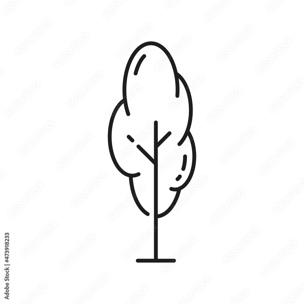 Jungle or beach tree, abstract forest plant isolated thin line icon. Vector botanical spring or summer decorative environment object, landscape and garden architecture, ecology and save nature symbol Jungle or beach tree, abstract forest plant isolated thin line icon. Vector botanical spring or summer decorative environment object, landscape and garden architecture, ecology and save nature symbol