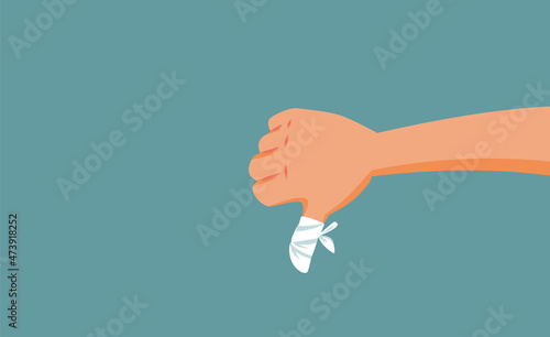 Injured Hand Showing Thumbs Down Concept Vector Illustration