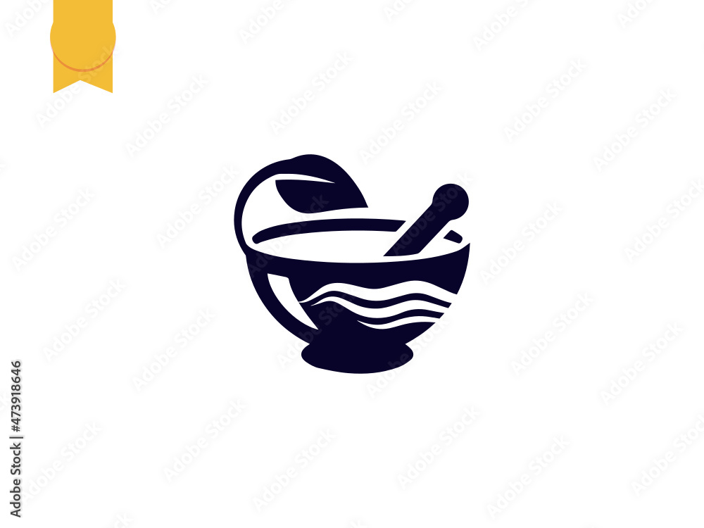 Obraz premium medical emergency logo. mortar and pestle chicago. beauty clinic Vector illustration. sign and Symbol. EPS10. SVG 