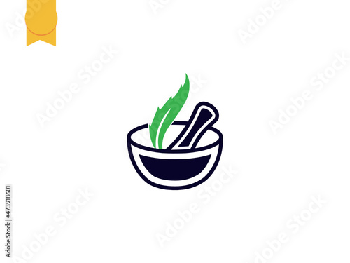 Alternative health care Chinese herbs powder in the white mortar and herbs capsule on old wooden background.With shallow depth of field. Vector illustration. sign and Symbol. EPS10. SVG