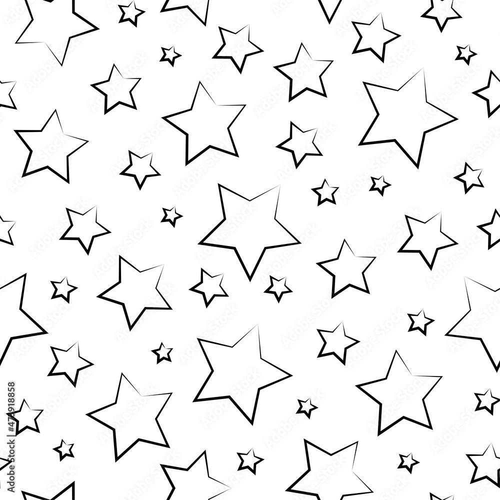 Stars of different rotation and size with grey contour on white background. Stars of different rotation and size with grey contour on white background.