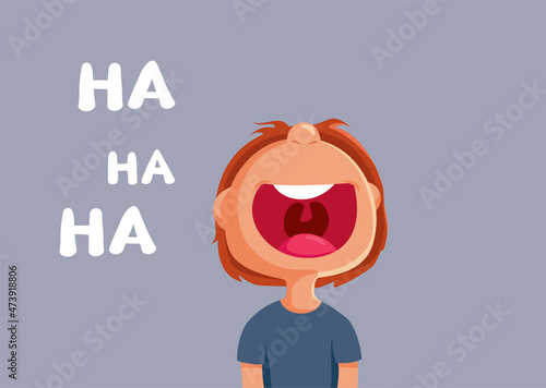 Little Boy Laughing Loud Vector Cartoon Illustration