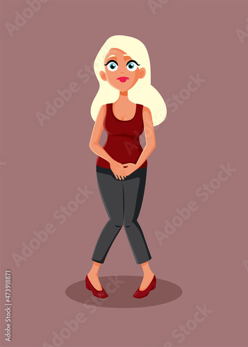 Woman Dealing with Frequent Urination Problem Vector Cartoon