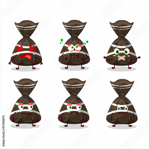 Chocolate candy wrappers cartoon character with nope expression