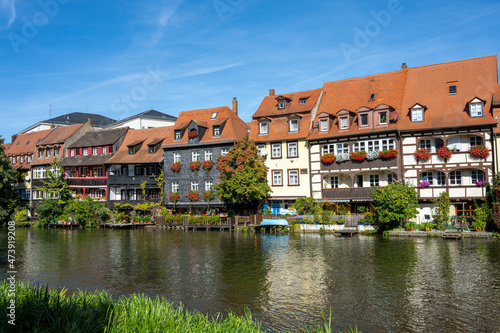 The beautiful old fishermen houses at the river Regnitz in Bamberg, Germany