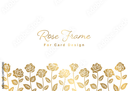 Rose Illustrations Card Design, Gold Flowers on White Background
