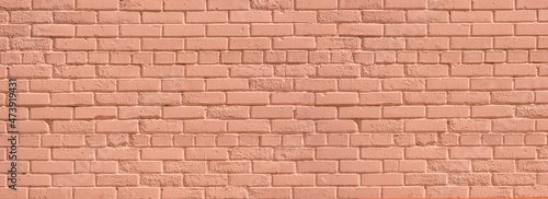 Texture of coral paint brickwall panoramic backdrop