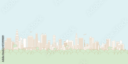 街並みのベクターイラスト. 線画のイラスト.
