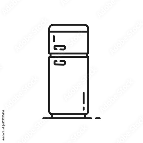 Refrigerator household appliance freezer isolated outline icon. Vector fridge showcase with two doors, kitchen home equipment. Modern shop refrigerator, industrial fridge, bar chiller