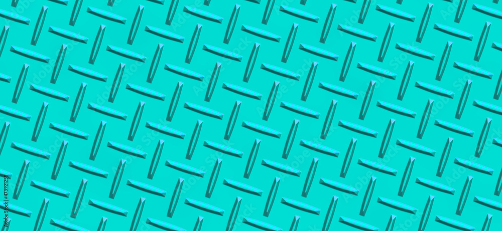 Turqoise seamless geometric pattern. Engraved Metal Texture
