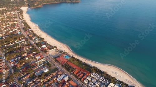 Aerial view of brazilian north coast beach of Maresias, Sao Sebastiao Brazil. Luxury beach. Tropical scenery. Travel destinations. Vacation travel. Popular beach. photo