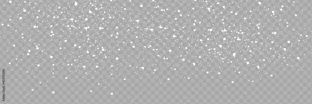 Realistic falling snowflakes. Isolated on transparent background. Vector illustration