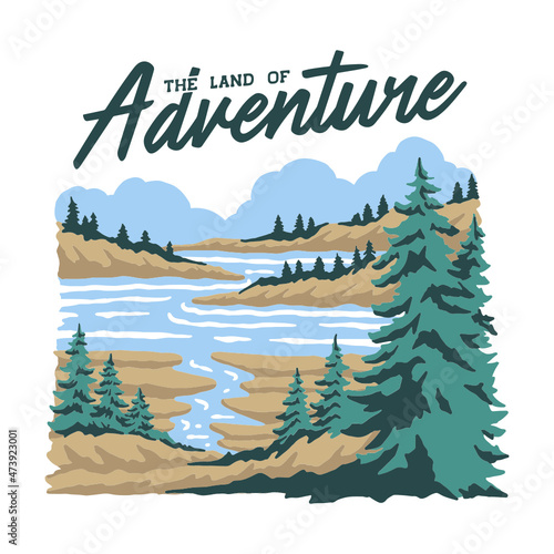 The land of adventure lake illustration