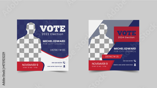 Political election & vote social media post square flyer template
 photo