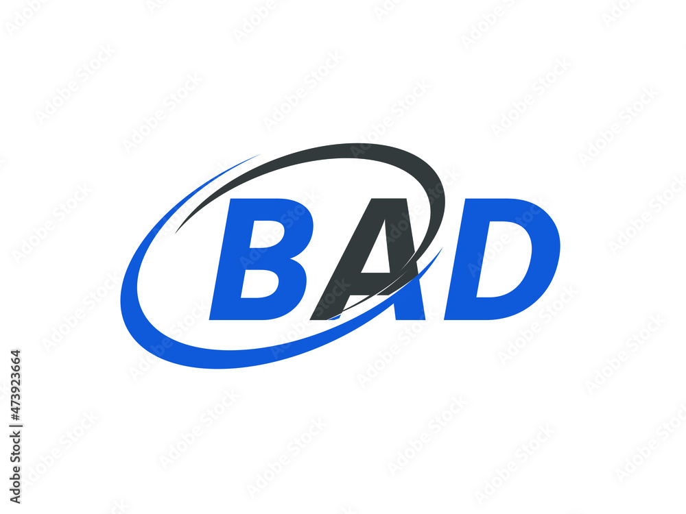 BAD letter creative modern elegant swoosh logo design BAD letter creative modern elegant swoosh logo design