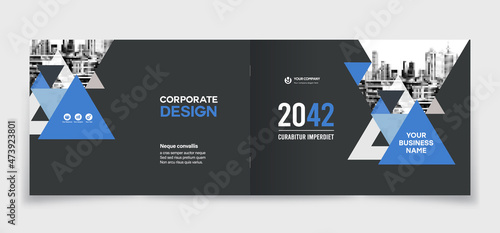 City Background Business Book Cover Design Template - Landscape Layout