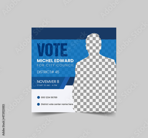 Political election & vote social media post square flyer template
