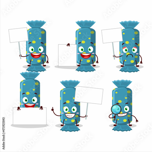 A Charismatic King blue long candy package cartoon character wearing a gold crown