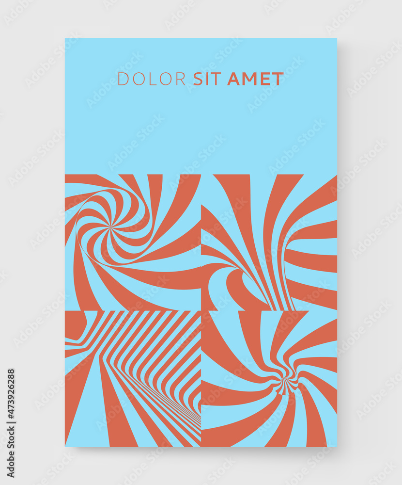 Obraz premium Cover design template. Pattern with optical illusion. 3d vector illustration for brochure, poster, placard, presentation, flyer or banner.
