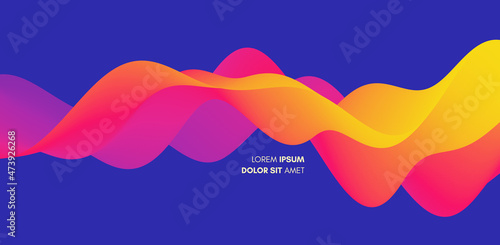 3D abstract wavy background with modern gradient colors. Motion sound wave. Vector illustration for banner, flyer, brochure, booklet, presentation or websites design.