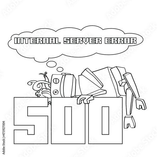 500 status code, http error message, internal server error, https, cartoon, comic art template for websites