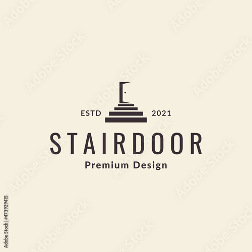 vintage stairs with door open logo symbol icon vector graphic design illustration idea creative
