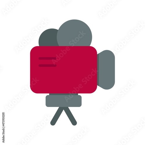 Video Camera Flat Vector Icon Design