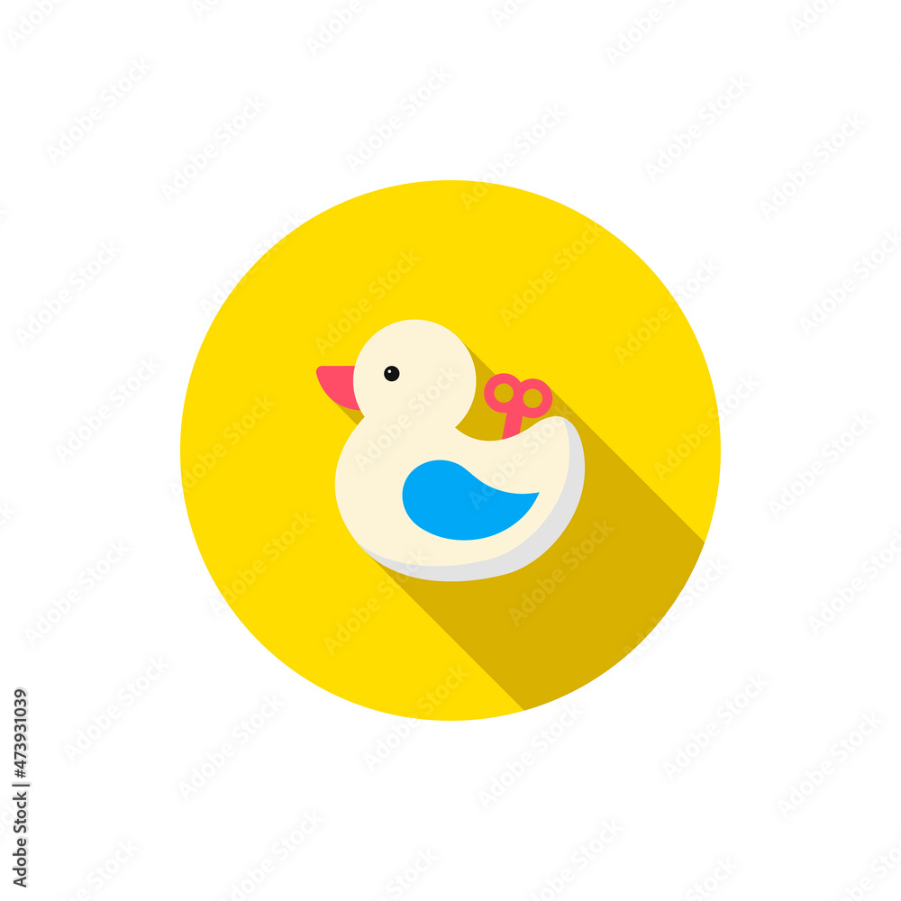 Duck toy vector icon, flat design, long shadow, eps10 Duck toy vector icon, flat design, long shadow, eps10