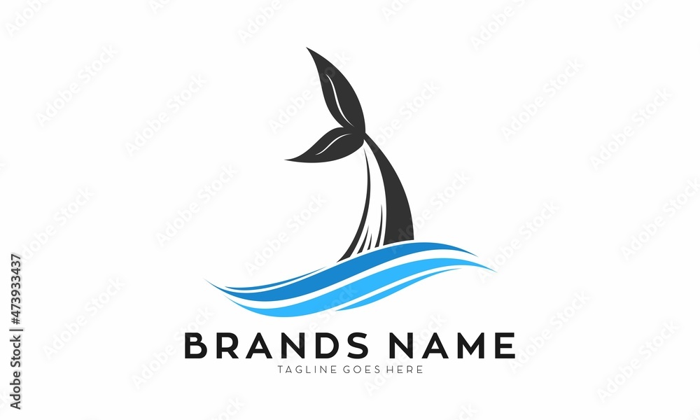 Fish tail in the sea illustration vector logo Fish tail in the sea illustration vector logo