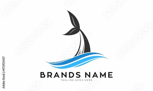 Fish tail in the sea illustration vector logo